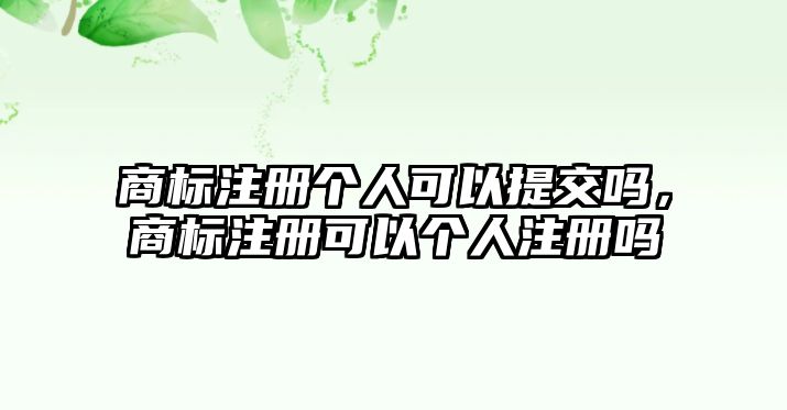 商标注册个人可以提交吗，商标注册可以个人注册吗